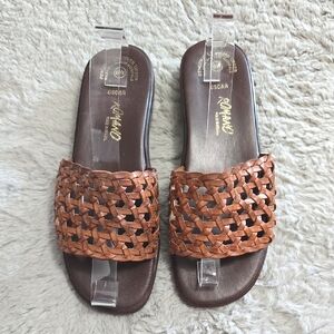 Romano Women's Tan Woven slides Sandals